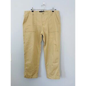 Liverpool Womens Khaki Utility Pants Womens Size 16/33 Chino Button Cuff Cropped